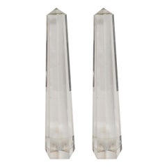 Große facettierte Obelisken aus klarem Muranoglas, Paar