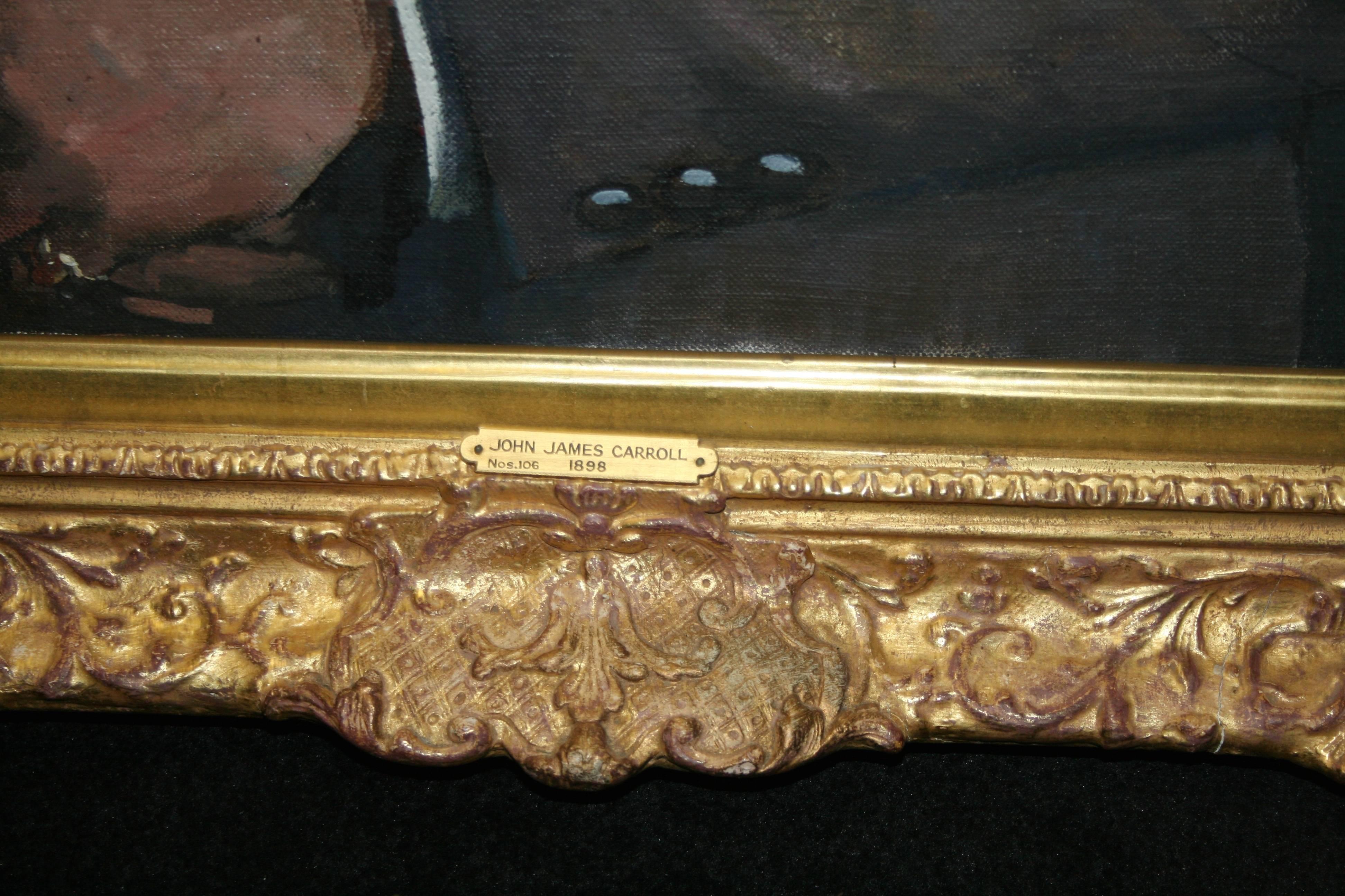 Pair of Large Family Portraits Set in Gilt Frames For Sale 5