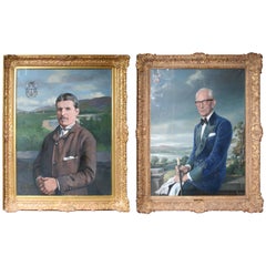 Pair of Large Family Portraits Set in Gilt Frames