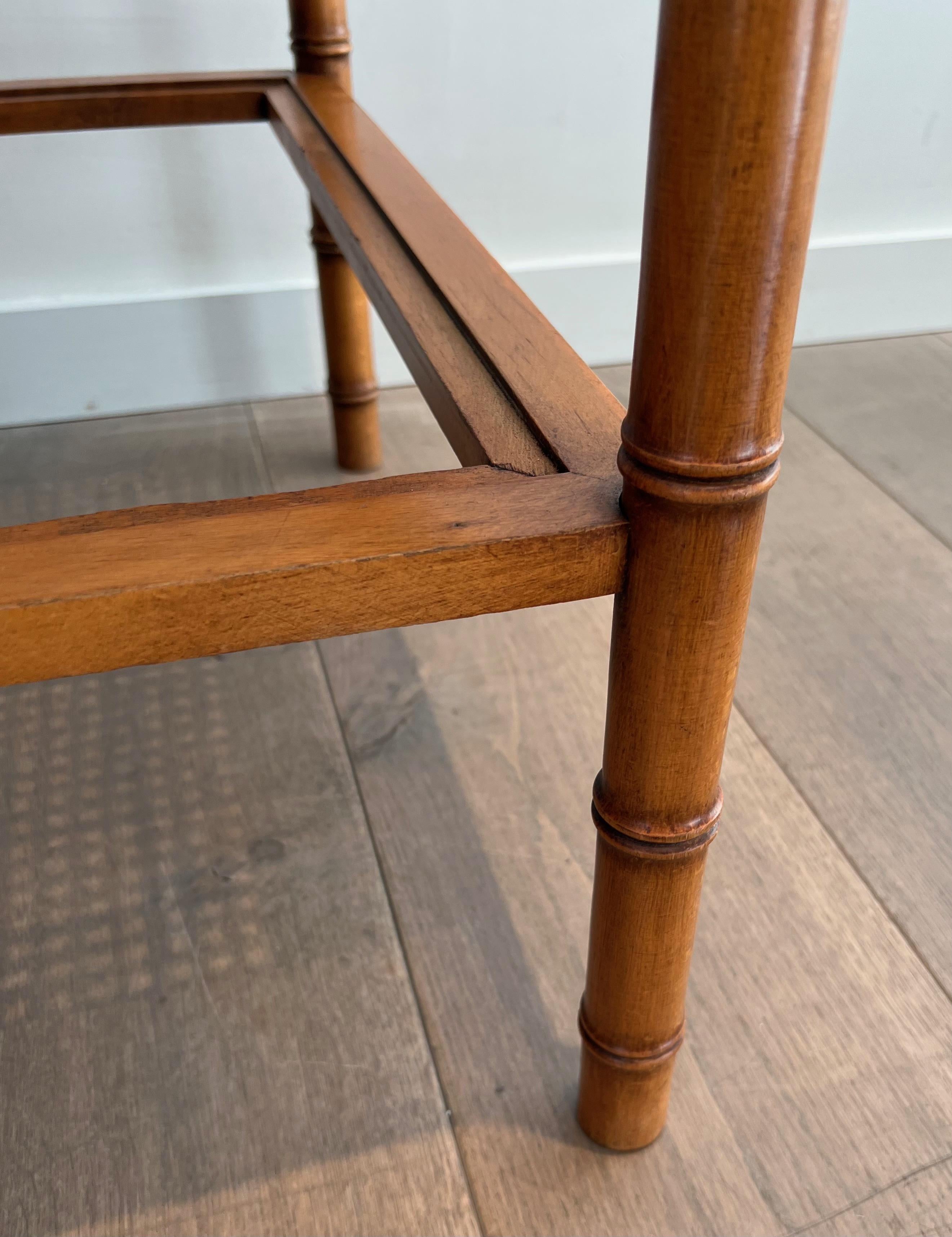 Pair of Large Faux-Bamboo Wooden Side Tables with Caned Top For Sale 5