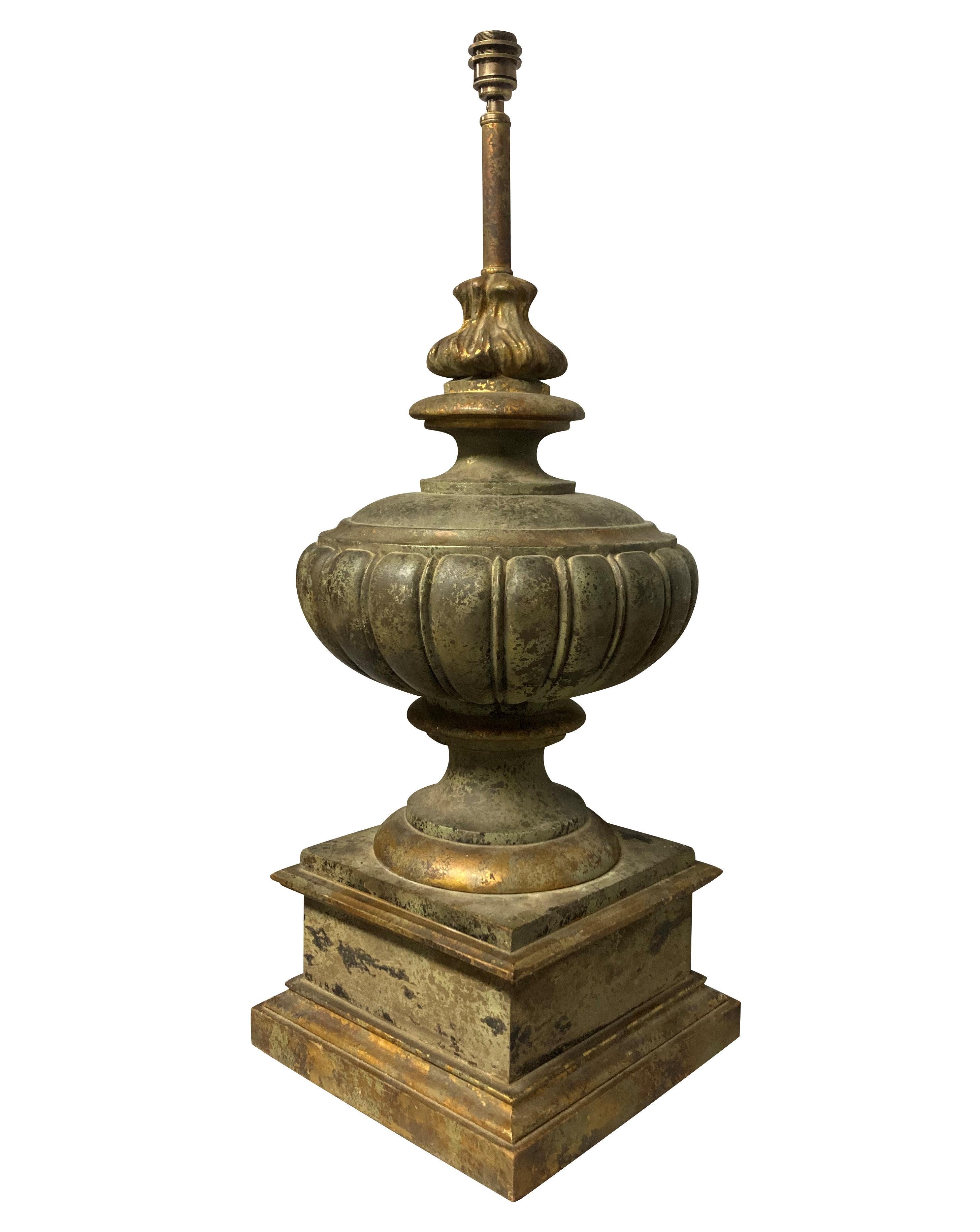 Pair of Large Faux Bronze Classical Urn Lamps In Good Condition For Sale In London, GB