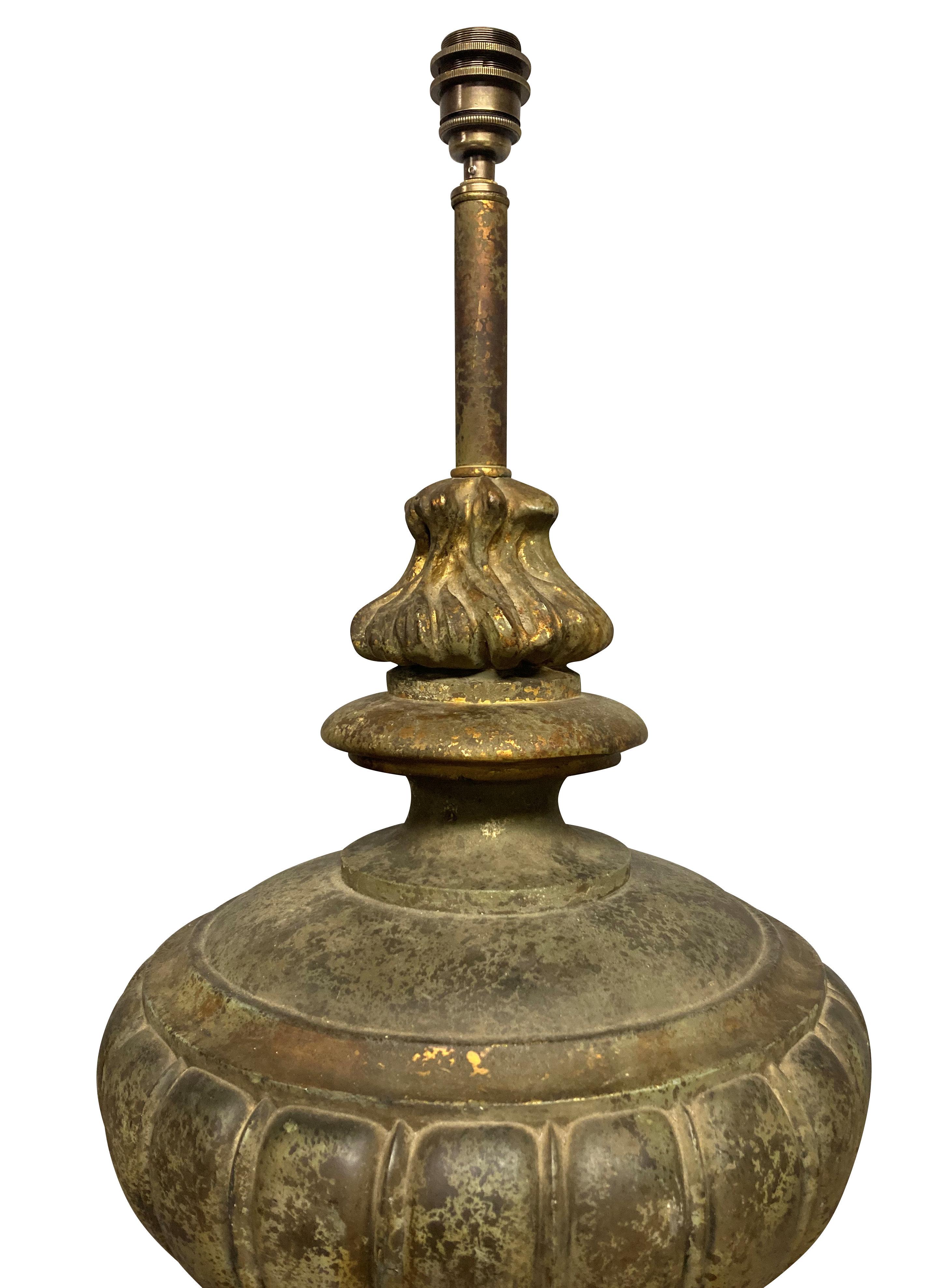 Pair of Large Faux Bronze Classical Urn Lamps For Sale 1