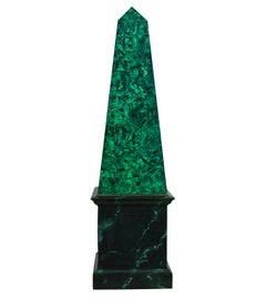 Pair of Large Faux Malachite Obelisks