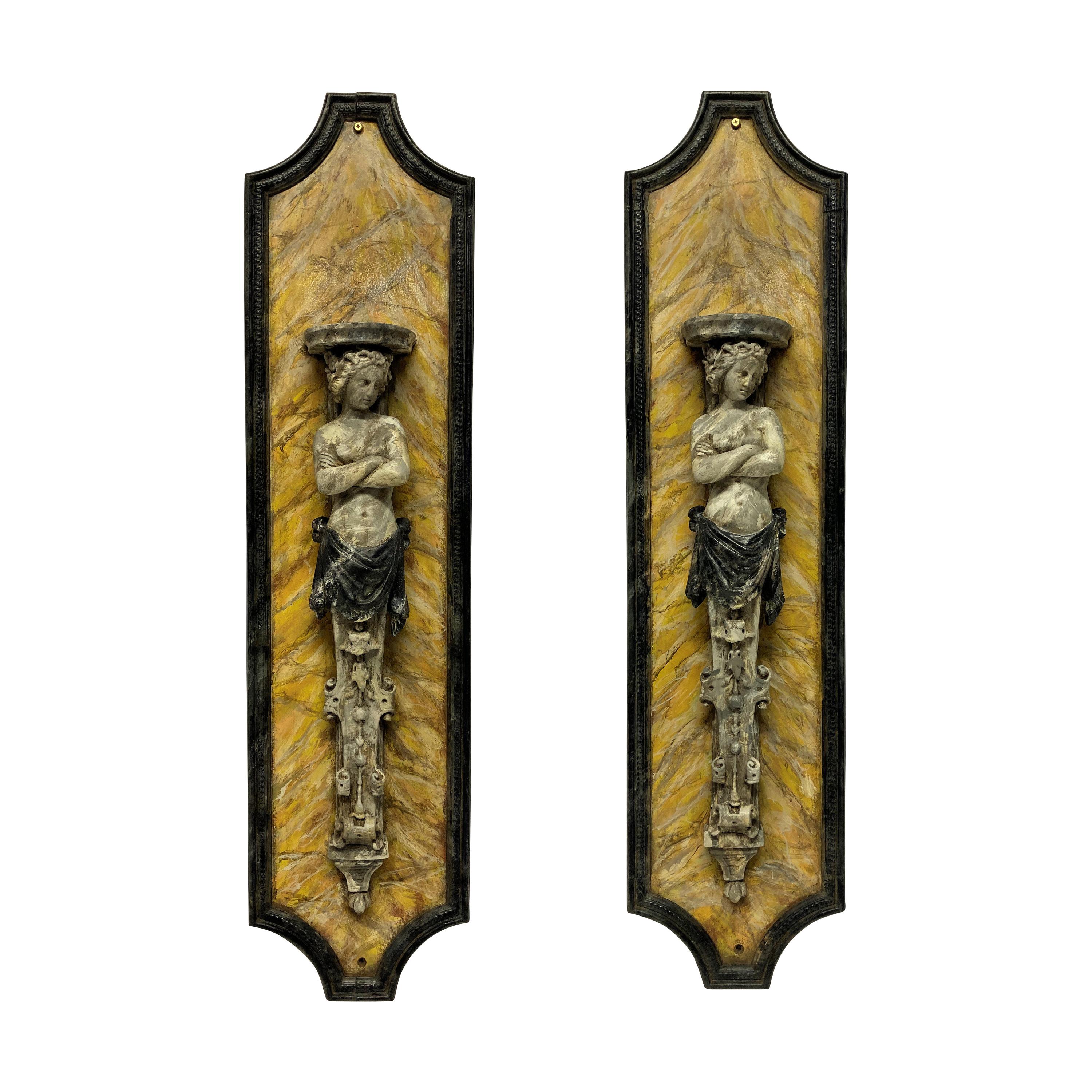 Pair of Large Faux Marble Wall Brackets