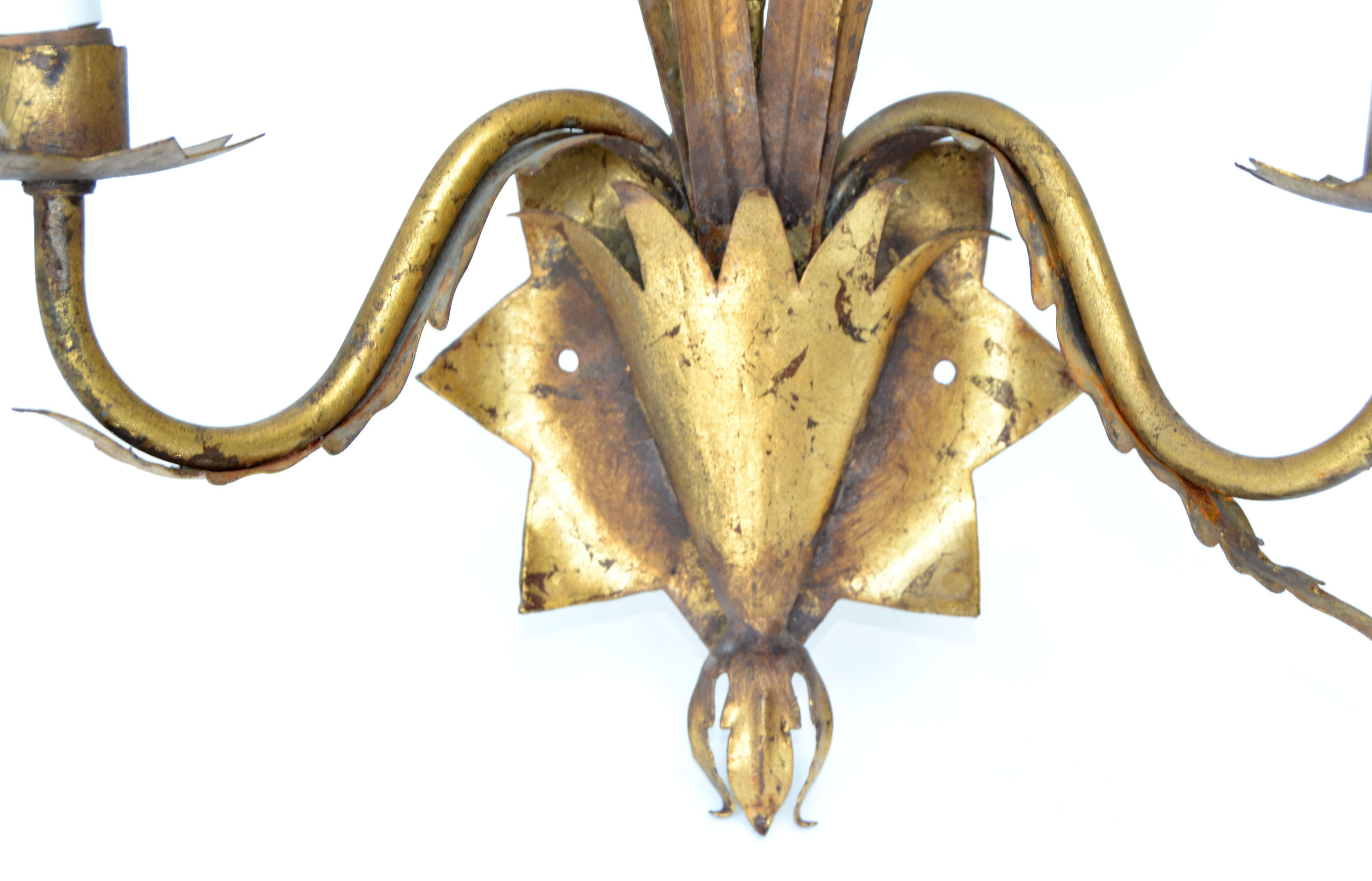 Pair of Large Ferrocolor Sconces Wheat Wall Lights Mid-Century Modern Spain 1960 For Sale 4