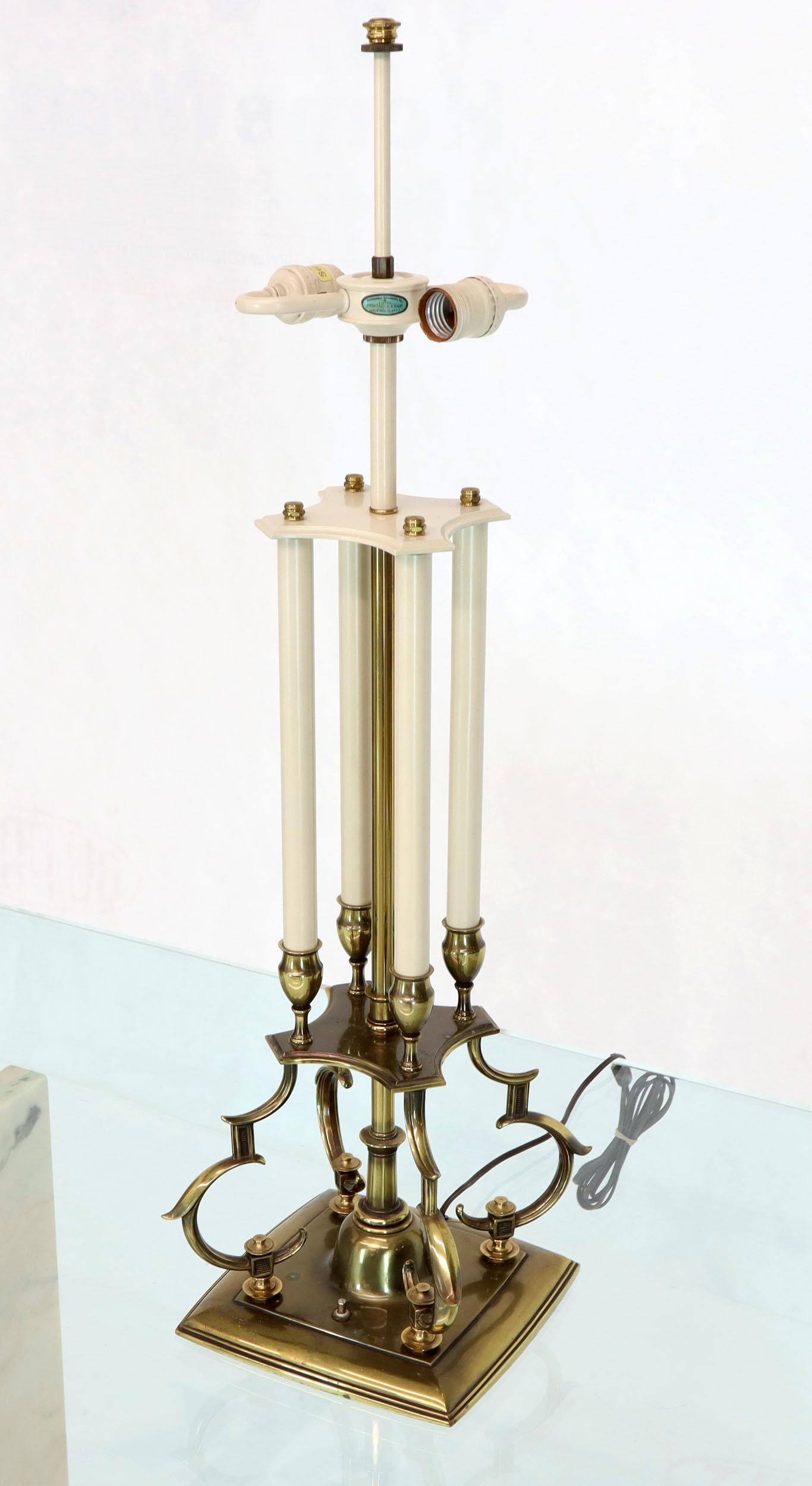 Polished Pair of Large Figural Brass Table Lamps by Stiffel