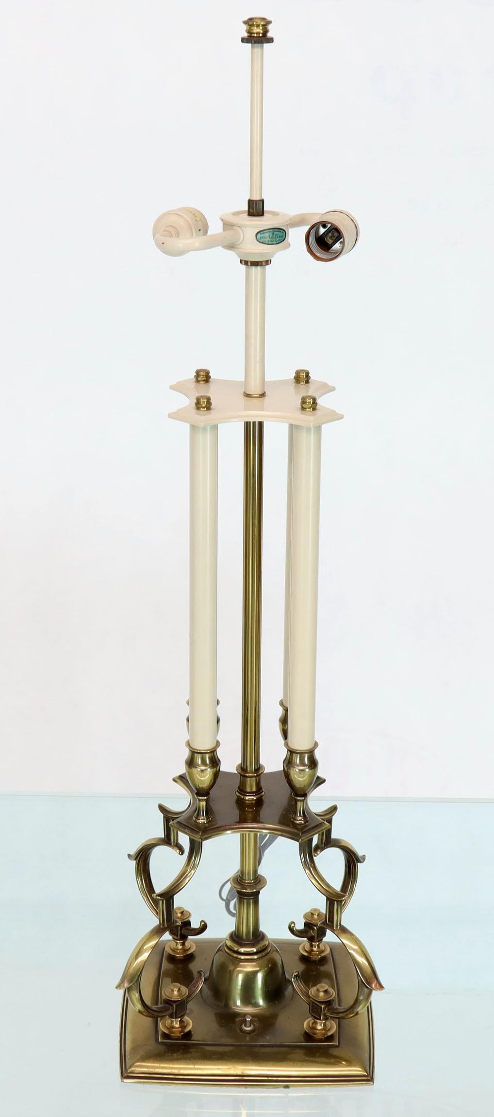 Pair of Large Figural Brass Table Lamps by Stiffel In Good Condition In Rockaway, NJ