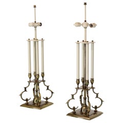 Pair of Large Figural Brass Table Lamps by Stiffel