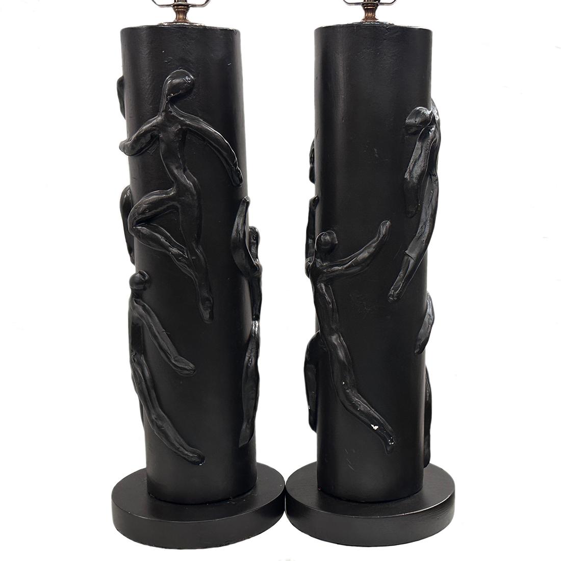 Pair of 1960's French lamps with dancing figures.

Measurements:
Height of body: 23