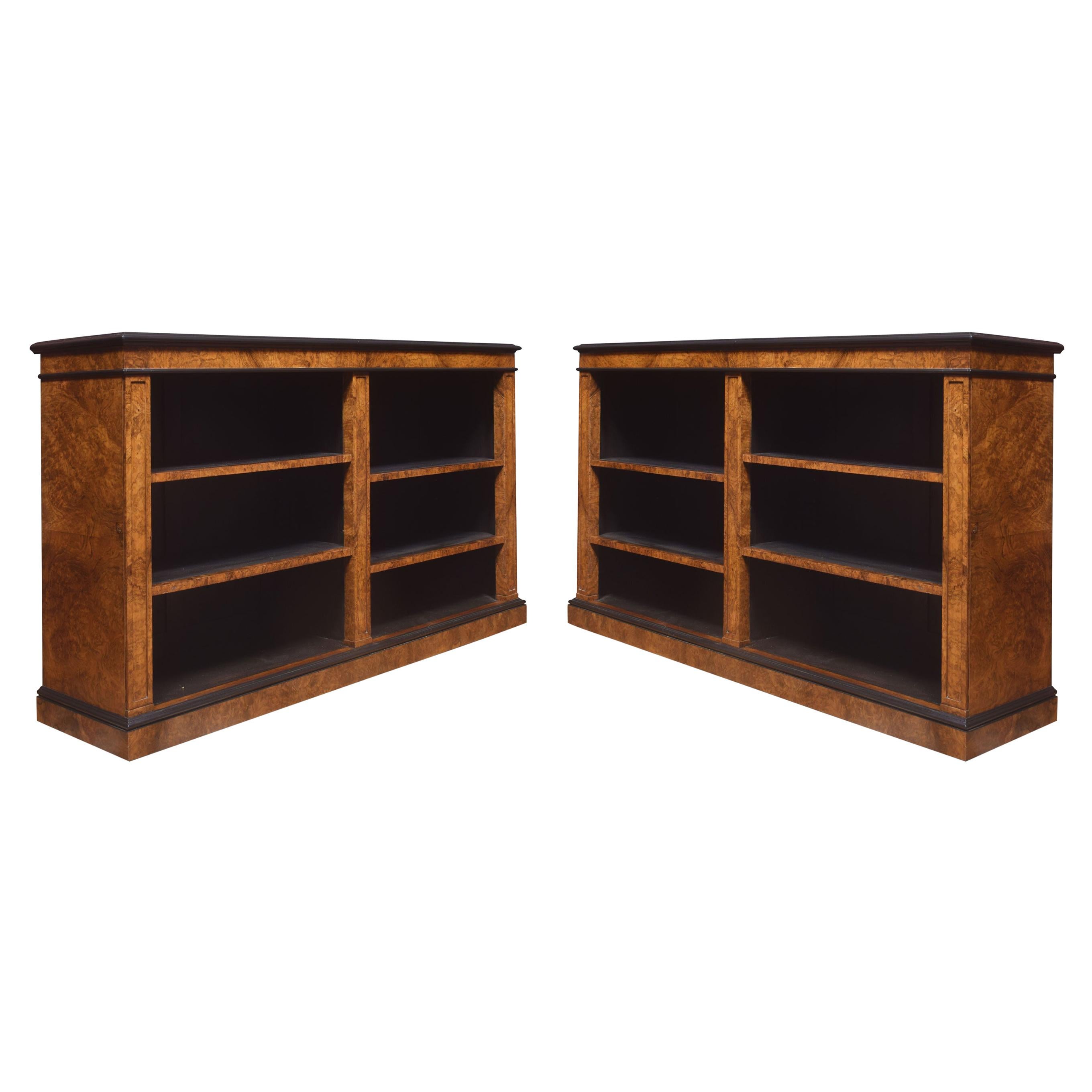 Victorian Figured Walnut Open Bookcase For Sale at 1stDibs