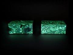 Pair of Large Fine Malachite Boxes 5.25"