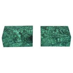 Coppia di scatole grandi in malachite fine da 5,25 pollici