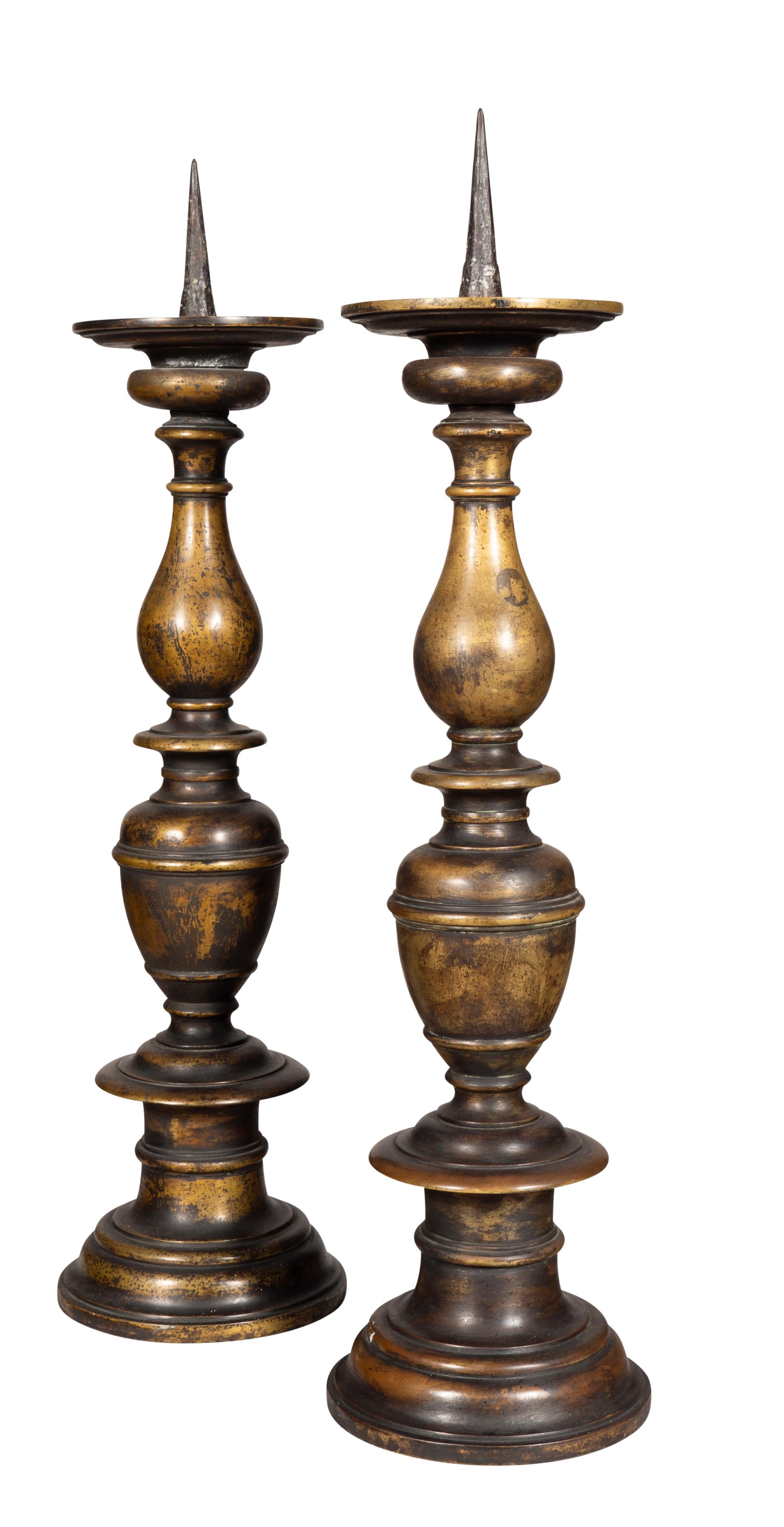 Pair Of Large Flemish Bronze Pricket Sticks For Sale 1