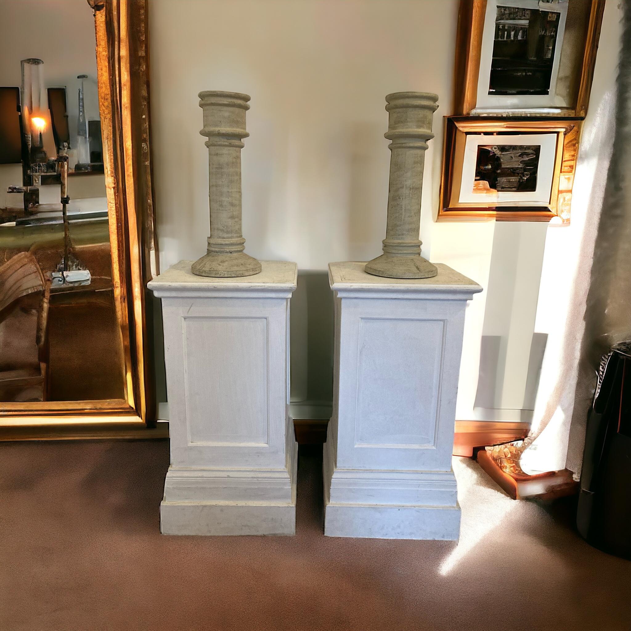 Pair Of Large Floor Standing Ceramic Floor Candle Holders For Sale 4