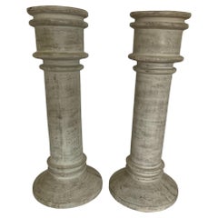 Pair Of Large Floor Standing Ceramic Floor Candle Holders