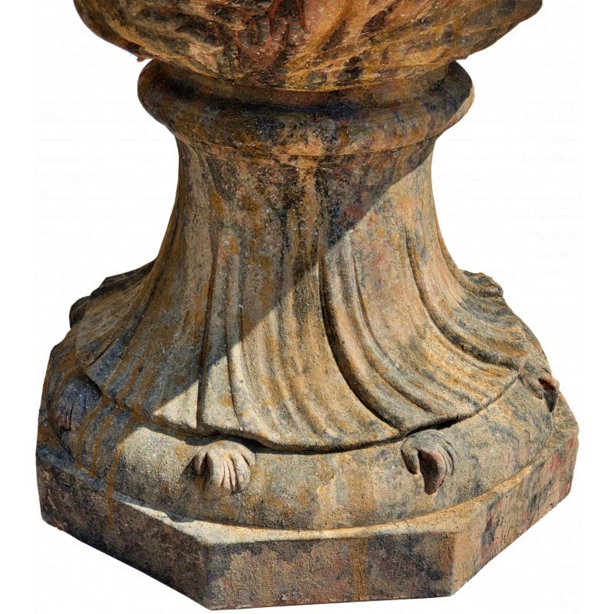 Baroque Paire de grands vases The Ornamental Florentine en terre cuite Impruneta Fin du 19e siècle en vente