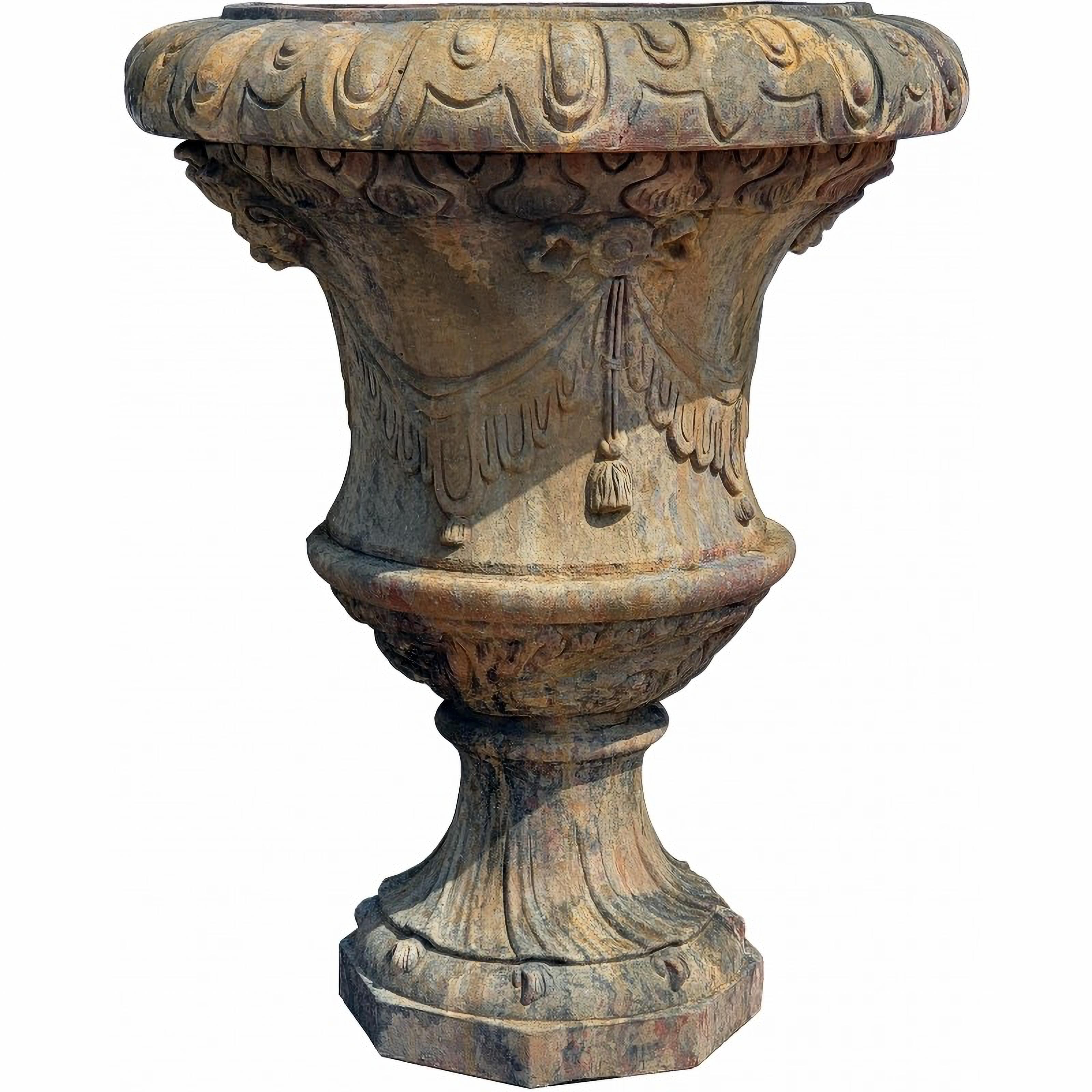 Paire de grands vases The Ornamental Florentine en terre cuite Impruneta Fin du 19e siècle Bon état - En vente à Madrid, ES