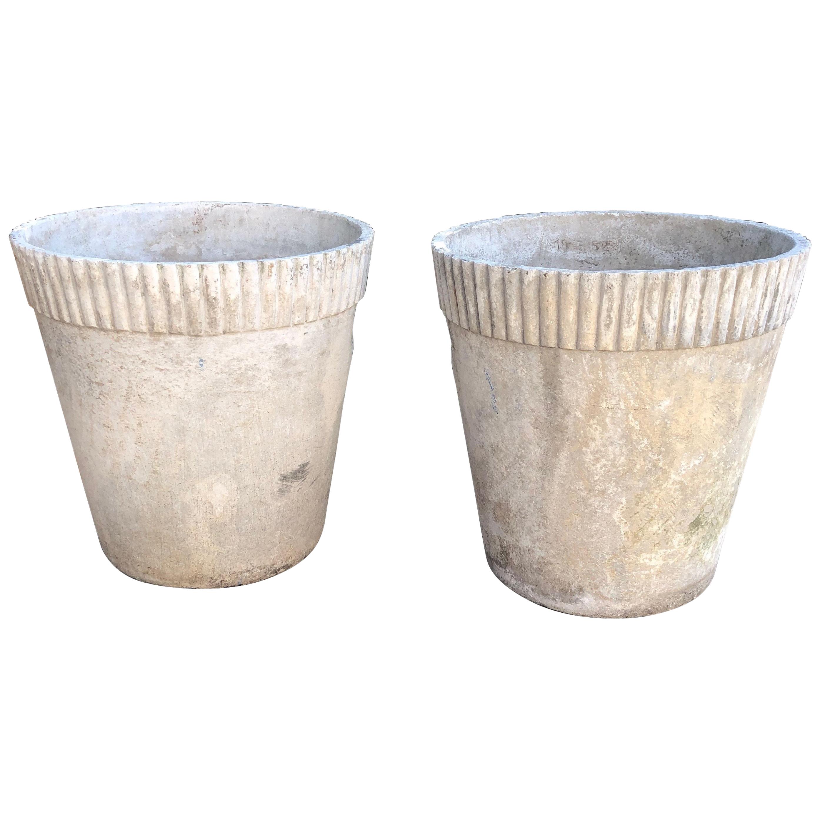 Pair of Large Flower Pot Form Planters Designed by Willy Guhl, Dated 1960
