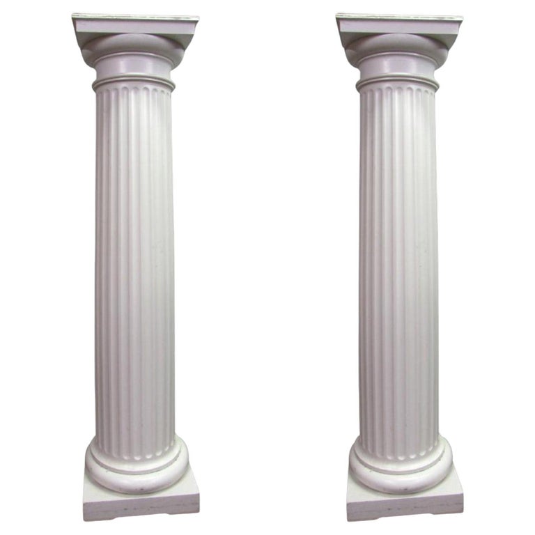 Pair of Large Fluted 3/4 Wood Columns For Sale