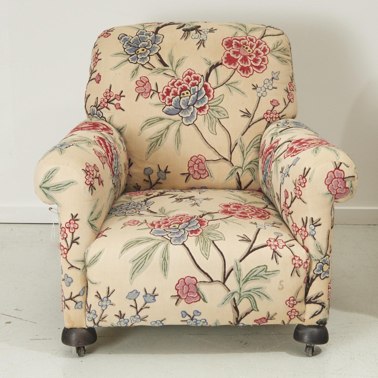 floral chair with ottoman