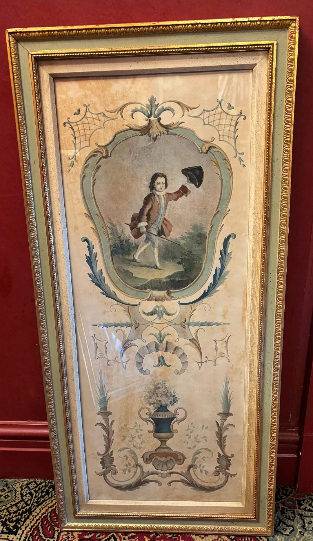 Pair of Large Framed French Vintage Prints After Drouais. Mademoiselle De Charlois and Duc D’Orleans. This is a pair of offset lithographs based on the original. These were probably printed in the 1940s. Perfect for any Francophile. 