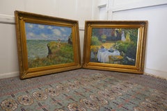 Pair of Large Framed Oil on Canvas after Monet