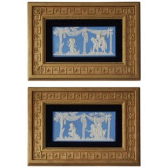 Pair of Large Framed Tablets: Bacchanalian Boys, Wedgwood, circa 1860