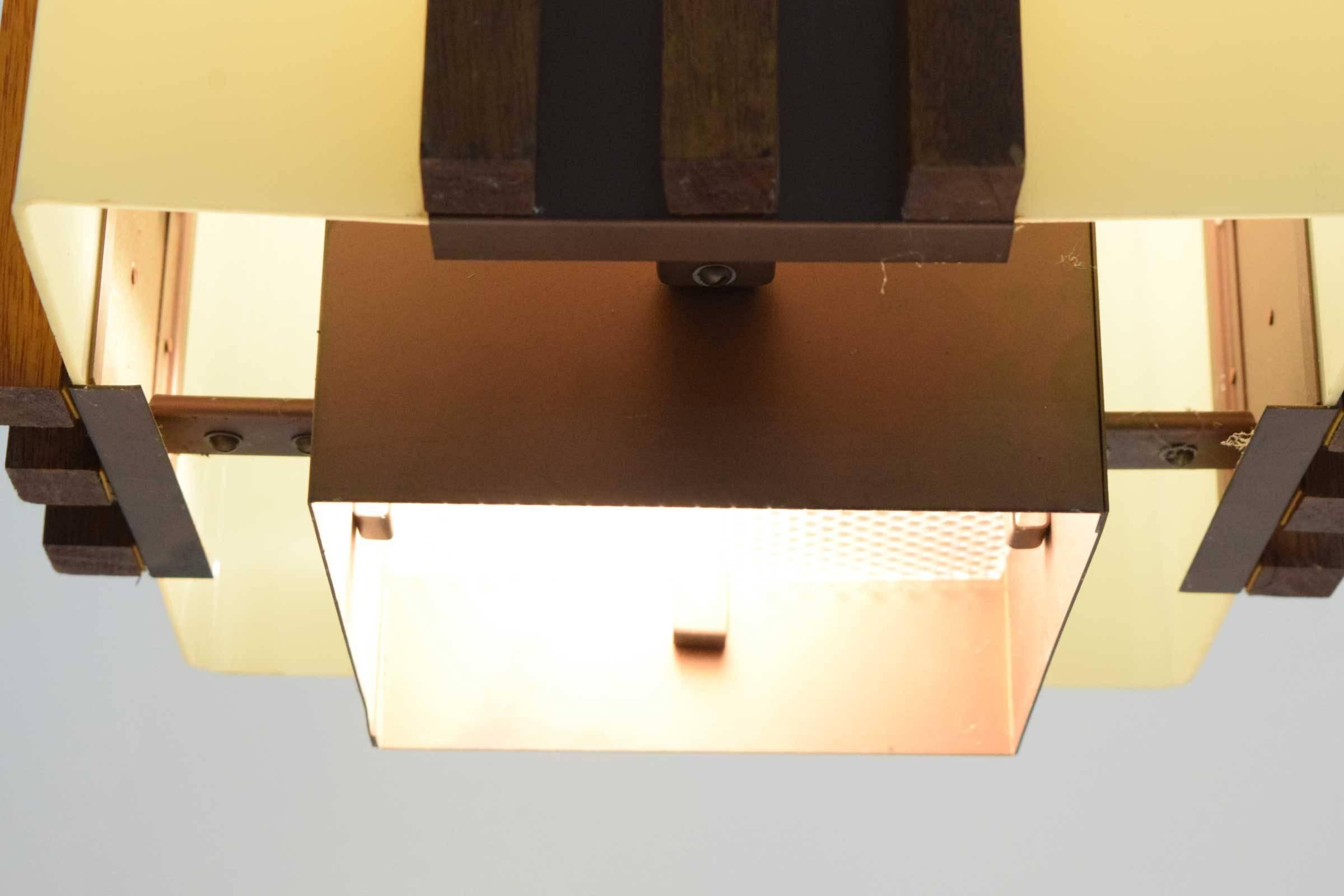 20th Century Pair of Large Frank Lloyd Wright Style Chandeliers/Pendants