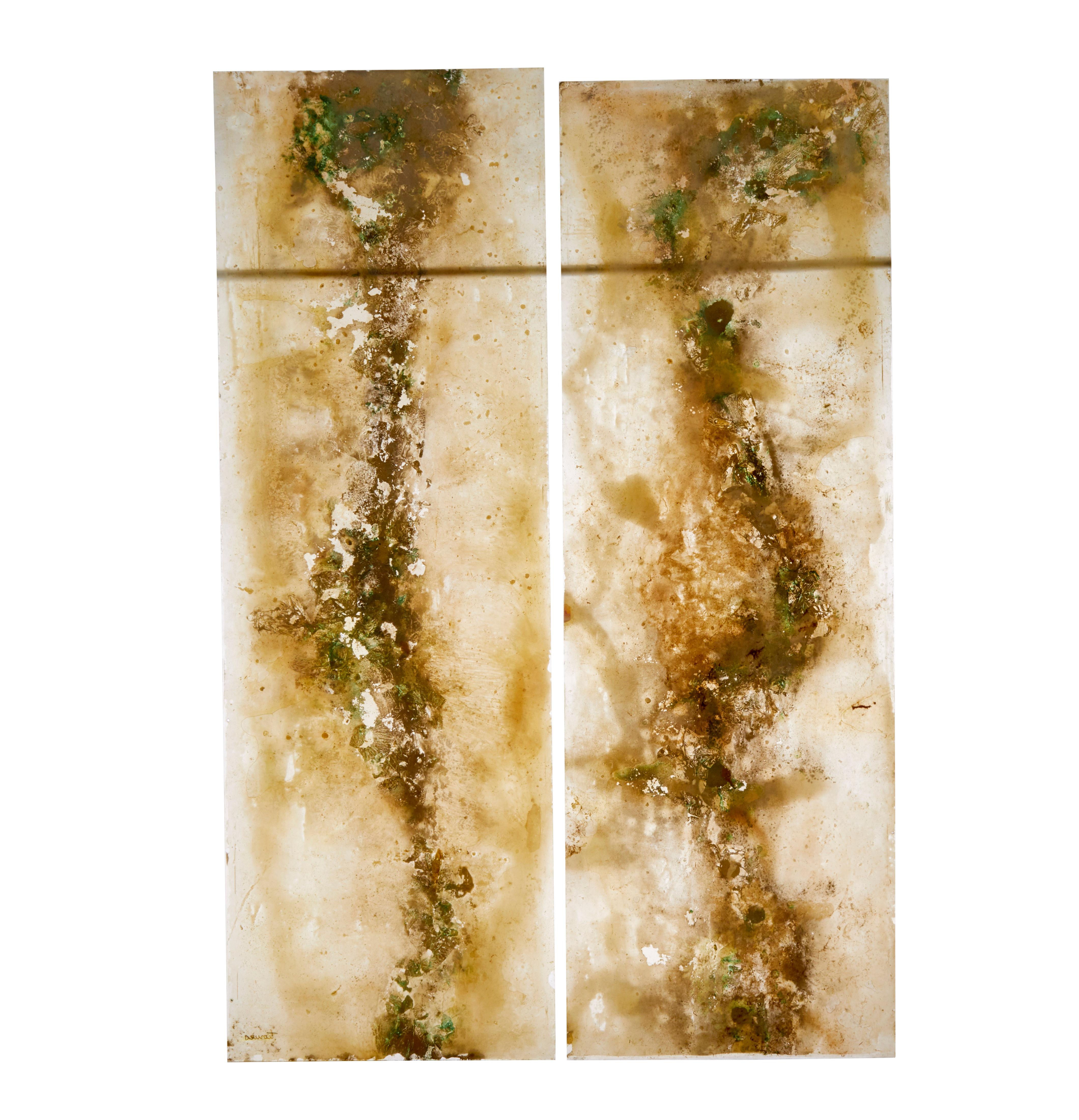 Mid-Century Modern Pair of large french 1950’s acrylic abstract panels For Sale