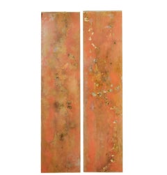 Pair of large French 1950’s acrylic abstract panels gold leaf
