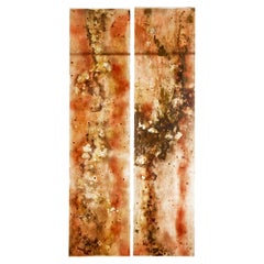 Retro Pair of large French 1950’s acrylic abstract panels gold leaf