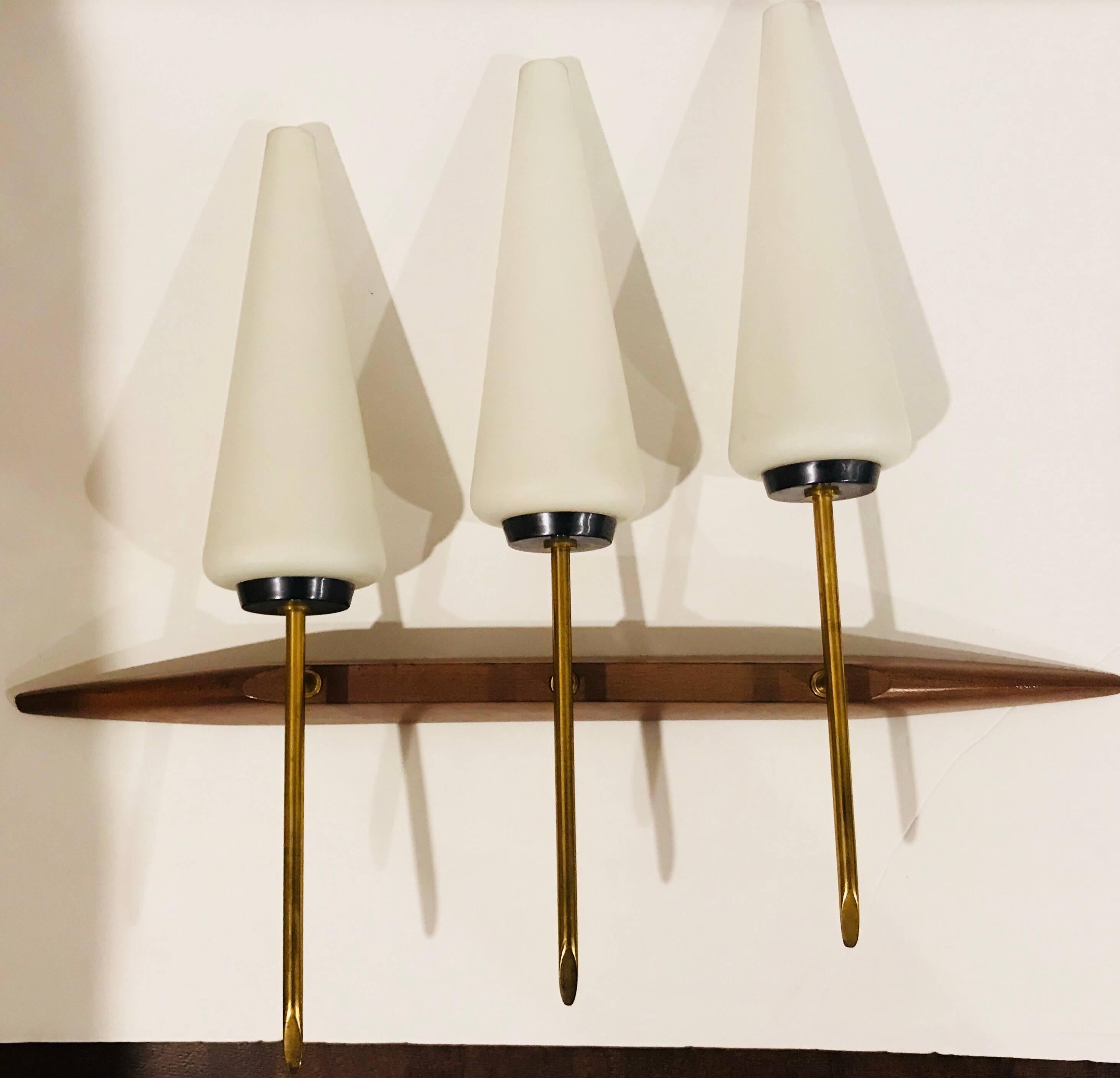 Pair of Large French 1960s Wall Lights For Sale 1