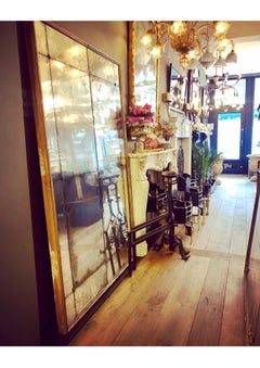 Pair of Large French, 19th Century Antique, Gold Gilt Framed Panelled Mirrors