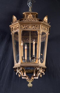 Pair of Large French 19th Century Louis XVI, Neo-Classic Lanterns