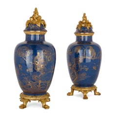 Large Pair of Antique Ormolu Mounted Samson Porcelain Vases