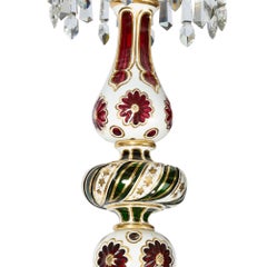 Pair of Large French Antique Overlay Glass Chandeliers by Baccarat