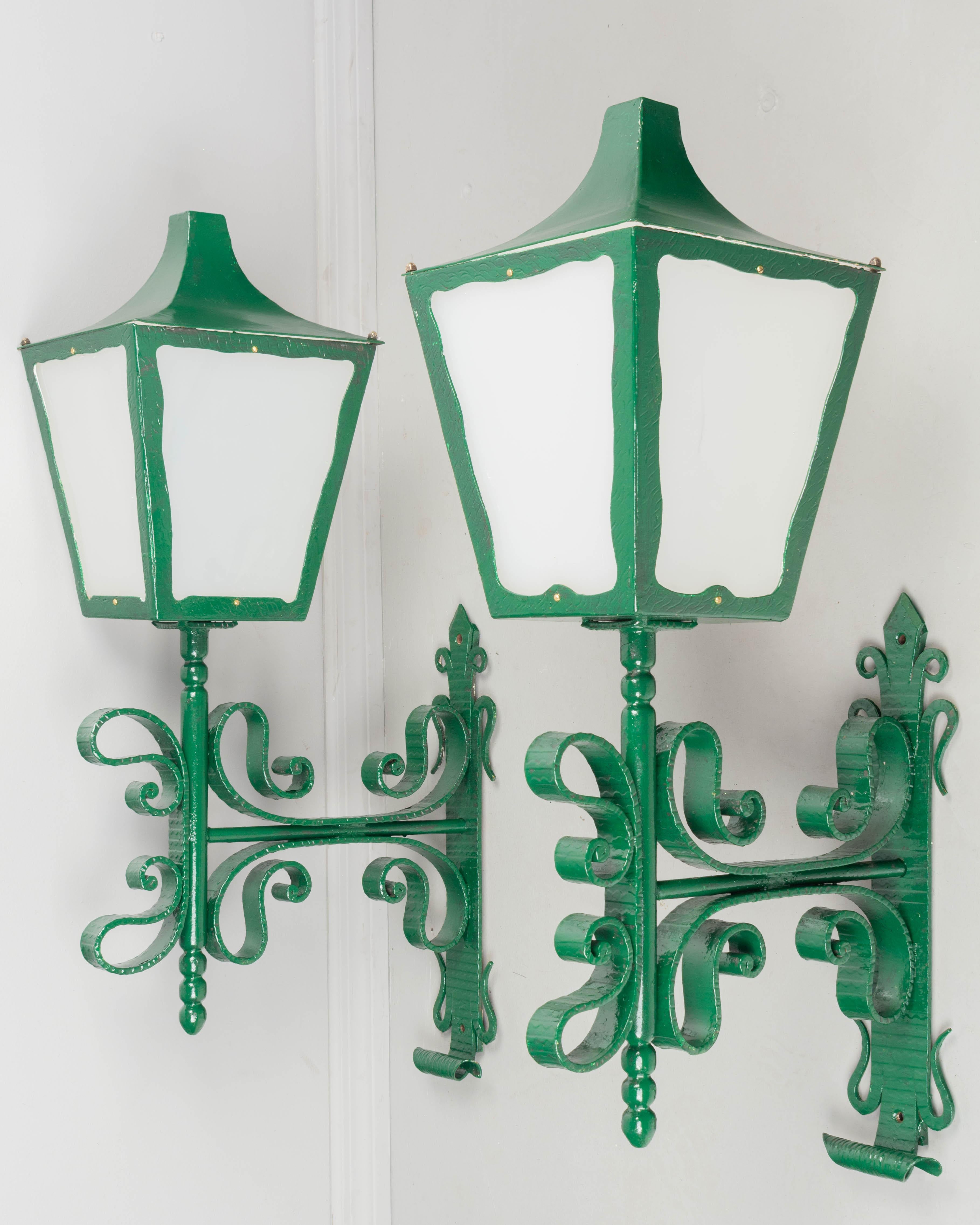 20th Century Pair of Large French Architectural Wall Lanterns For Sale