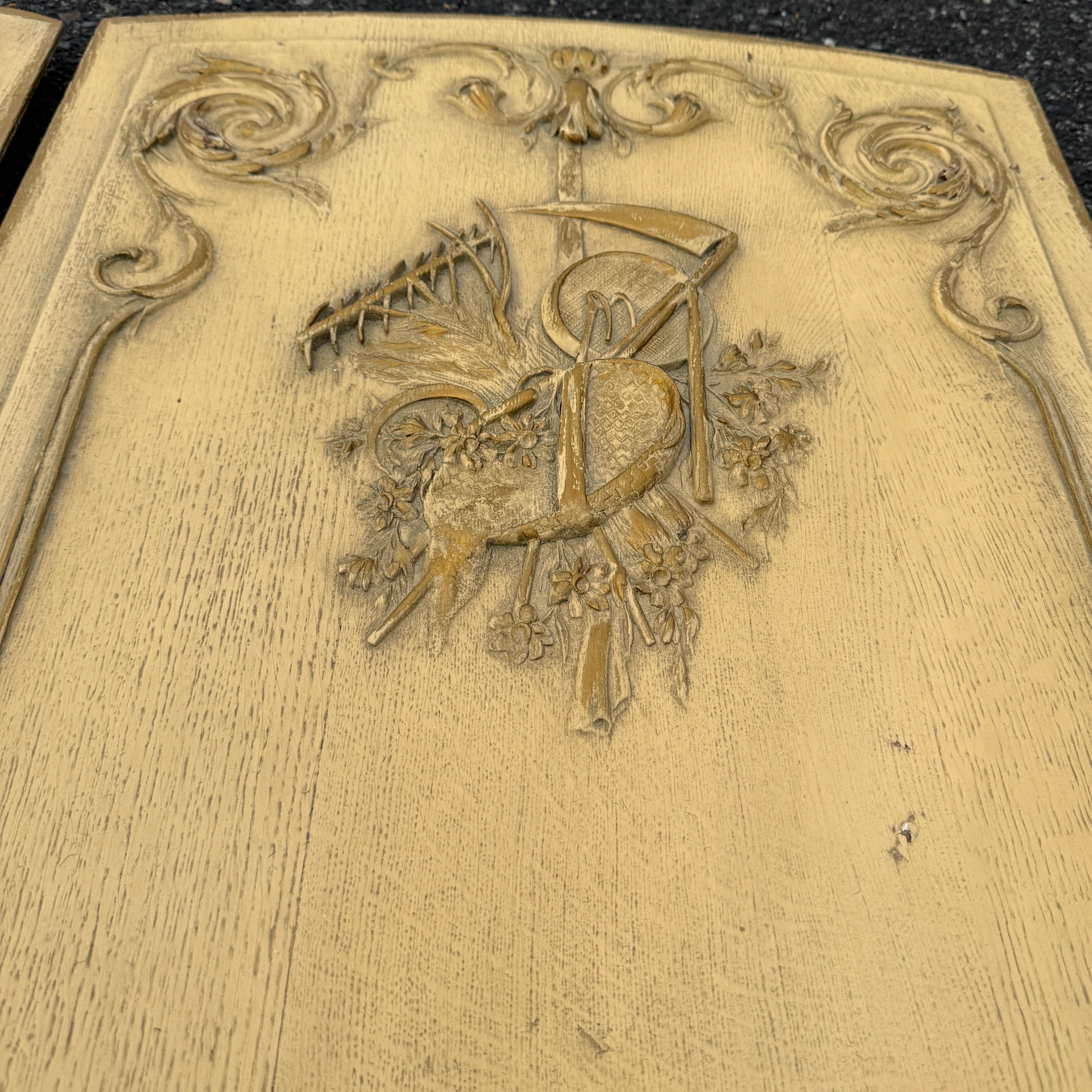 Paar große französische architektonische Wood Wall Panels Kunstwerk im Angebot 1