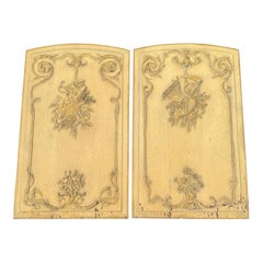 Pair of Large French Architectural Wood Wall Panels Artwork
