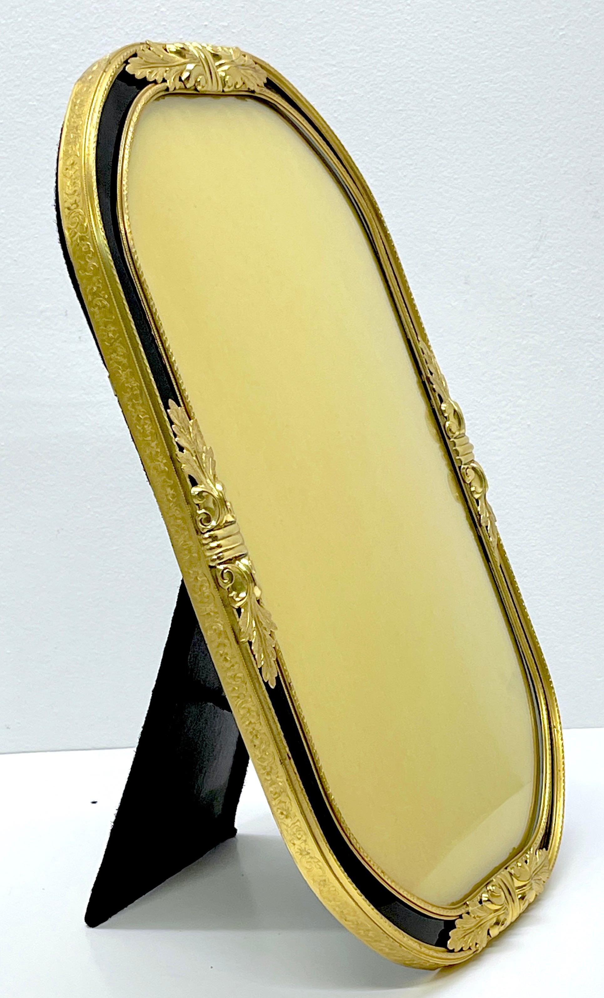 Pair of Large French Belle Époque Neoclassical Ormolu & Enameled Glass Frames 2