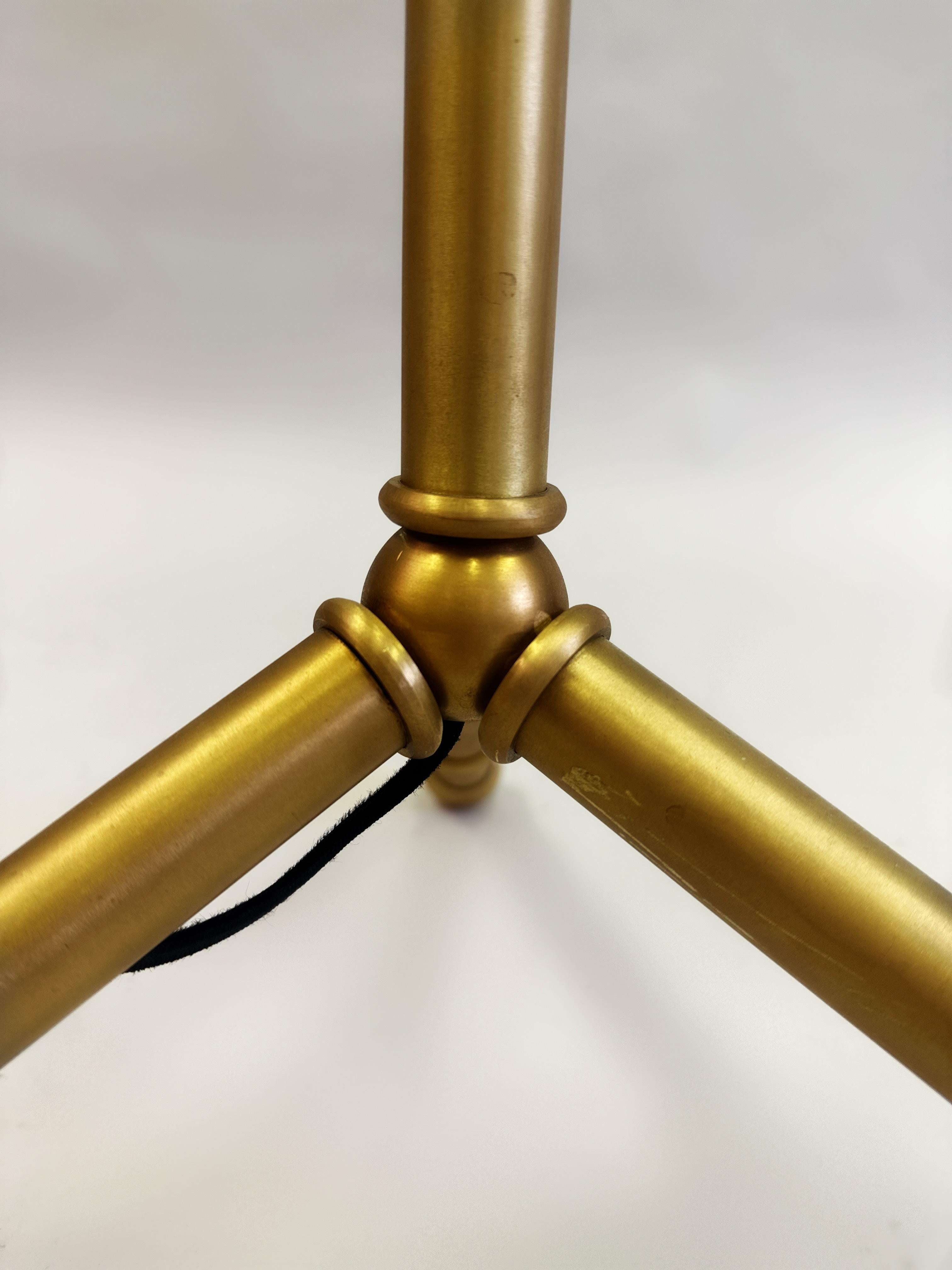 Pair of Large French Brass Faux Bamboo Floor Lamps in the style of Jacques Adnet For Sale 6