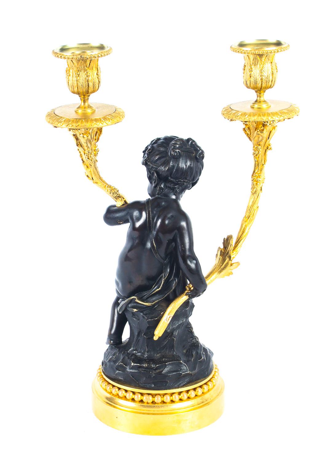 Pair of Large French Bronze and Ormolu Two-Light Candelabra, 19th Century 6