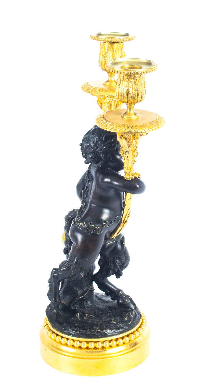 Pair of Large French Bronze and Ormolu Two-Light Candelabra, 19th Century 13