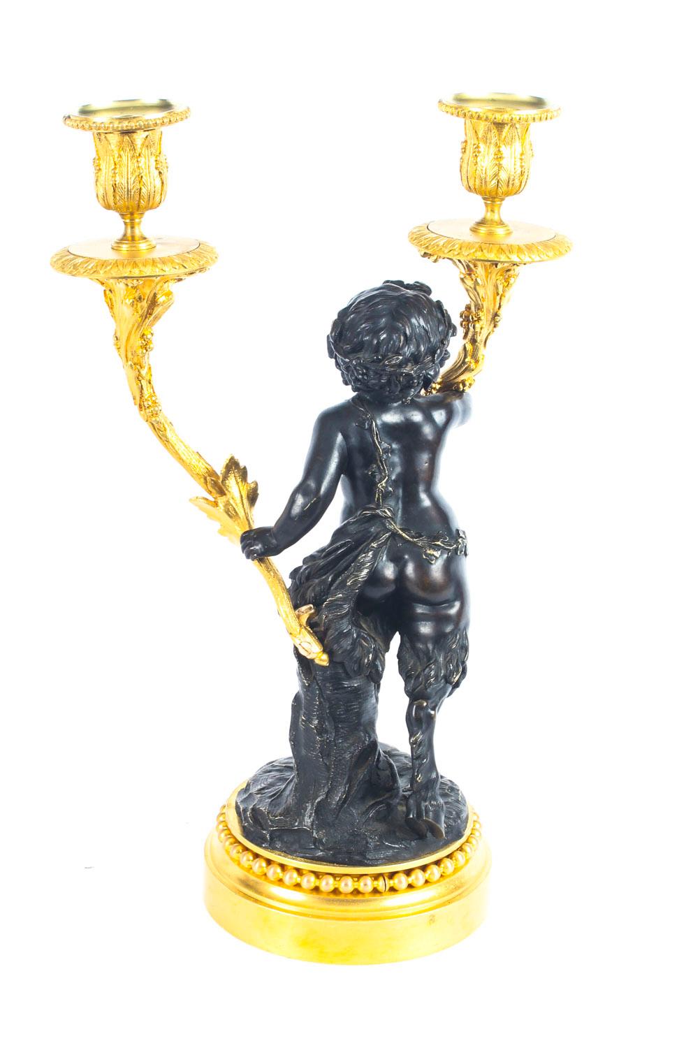 Pair of Large French Bronze and Ormolu Two-Light Candelabra, 19th Century 14