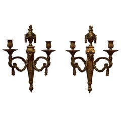 Pair of  Large French Bronze Louis XVI Style Wall Sconces