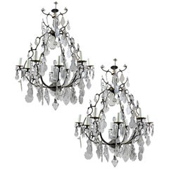 Pair of Large French Cage Chandeliers