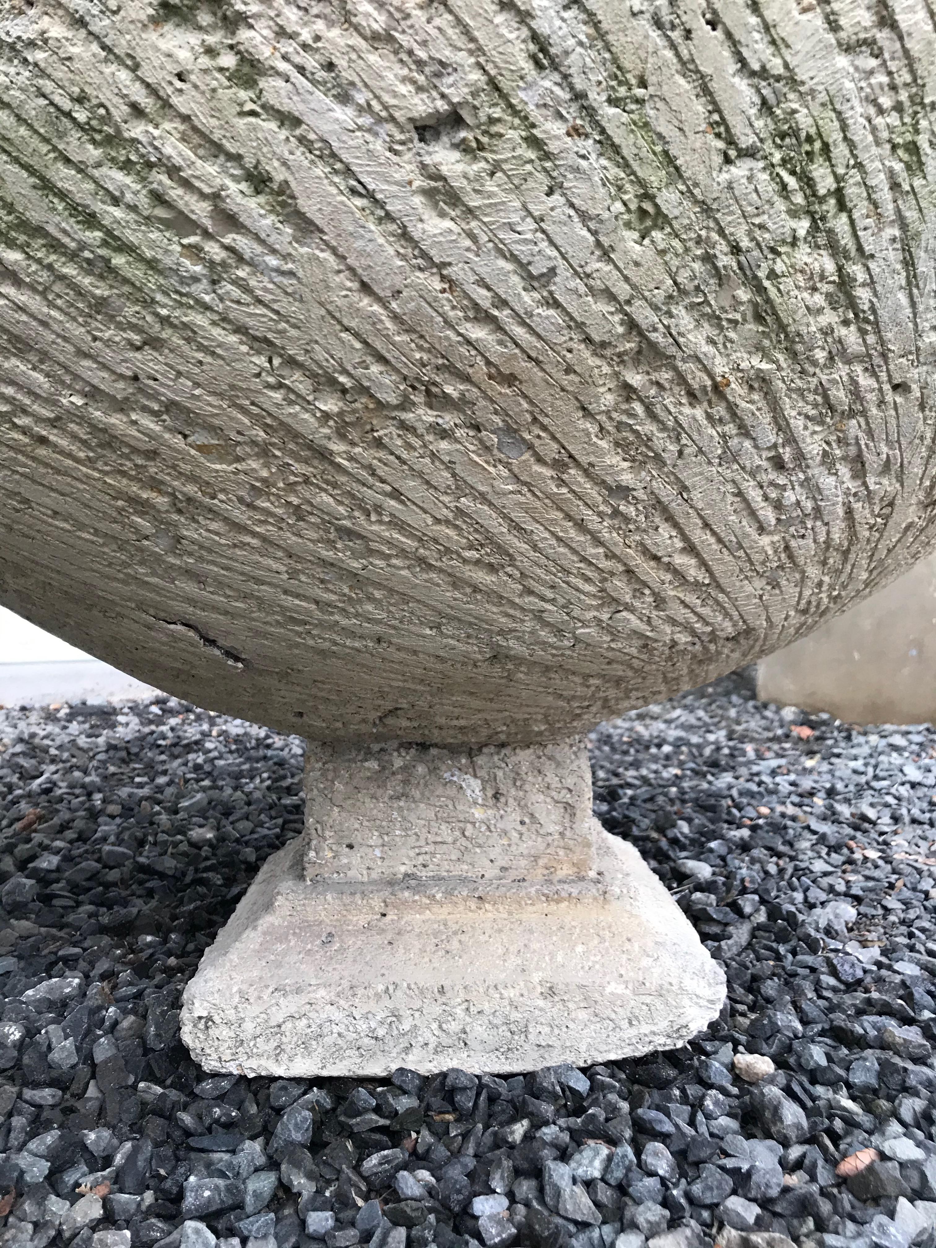 Pair of Large French Cast Stone Bowl Planters on Integral Feet #2 3