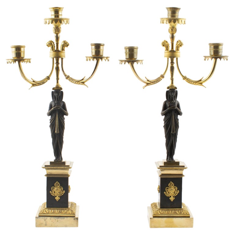 Pair of Large Antique French Empire Candelabras For Sale at 1stDibs