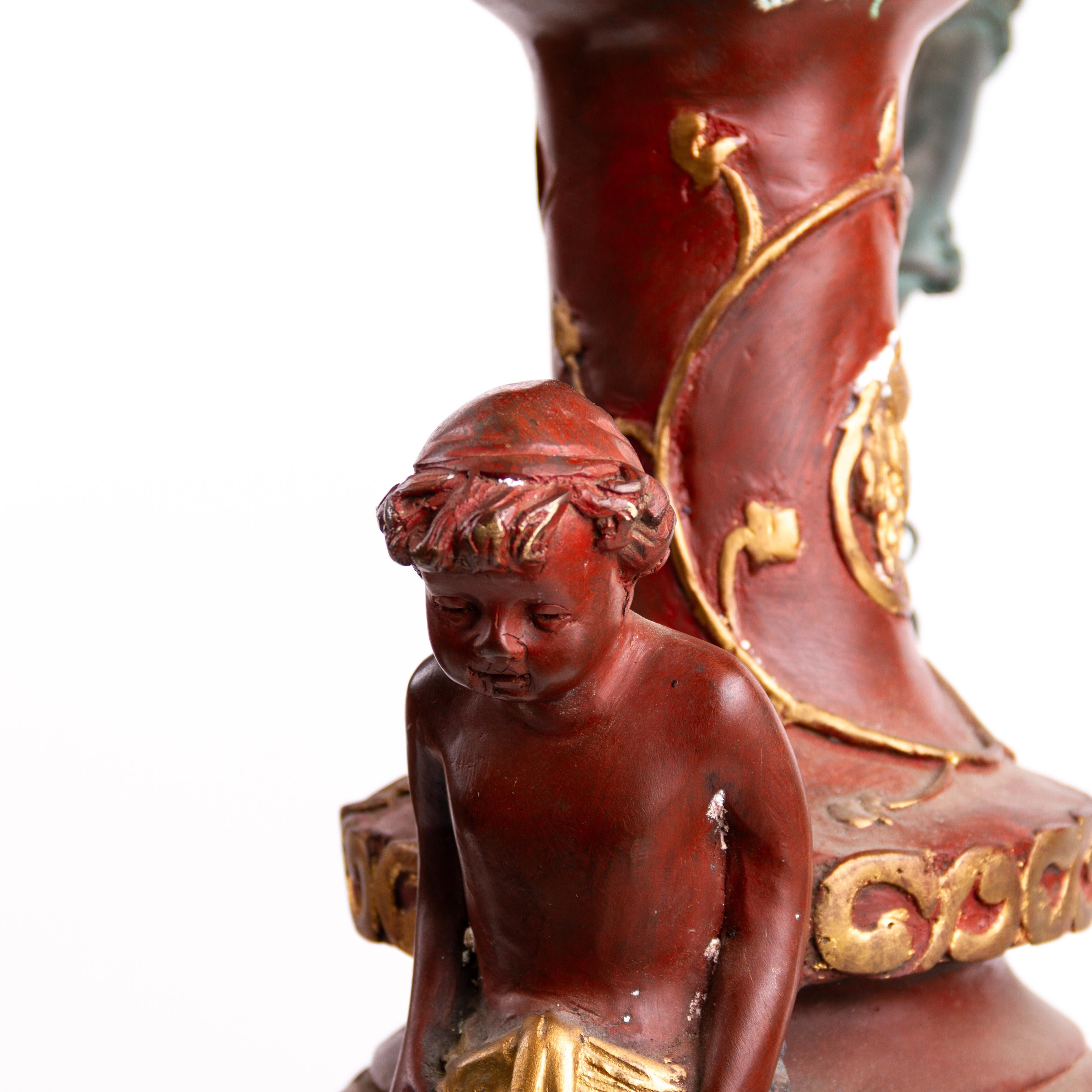 Coppia di grandi scope di bronzo figurate con manico di drago in stile Impero francese in vendita 1