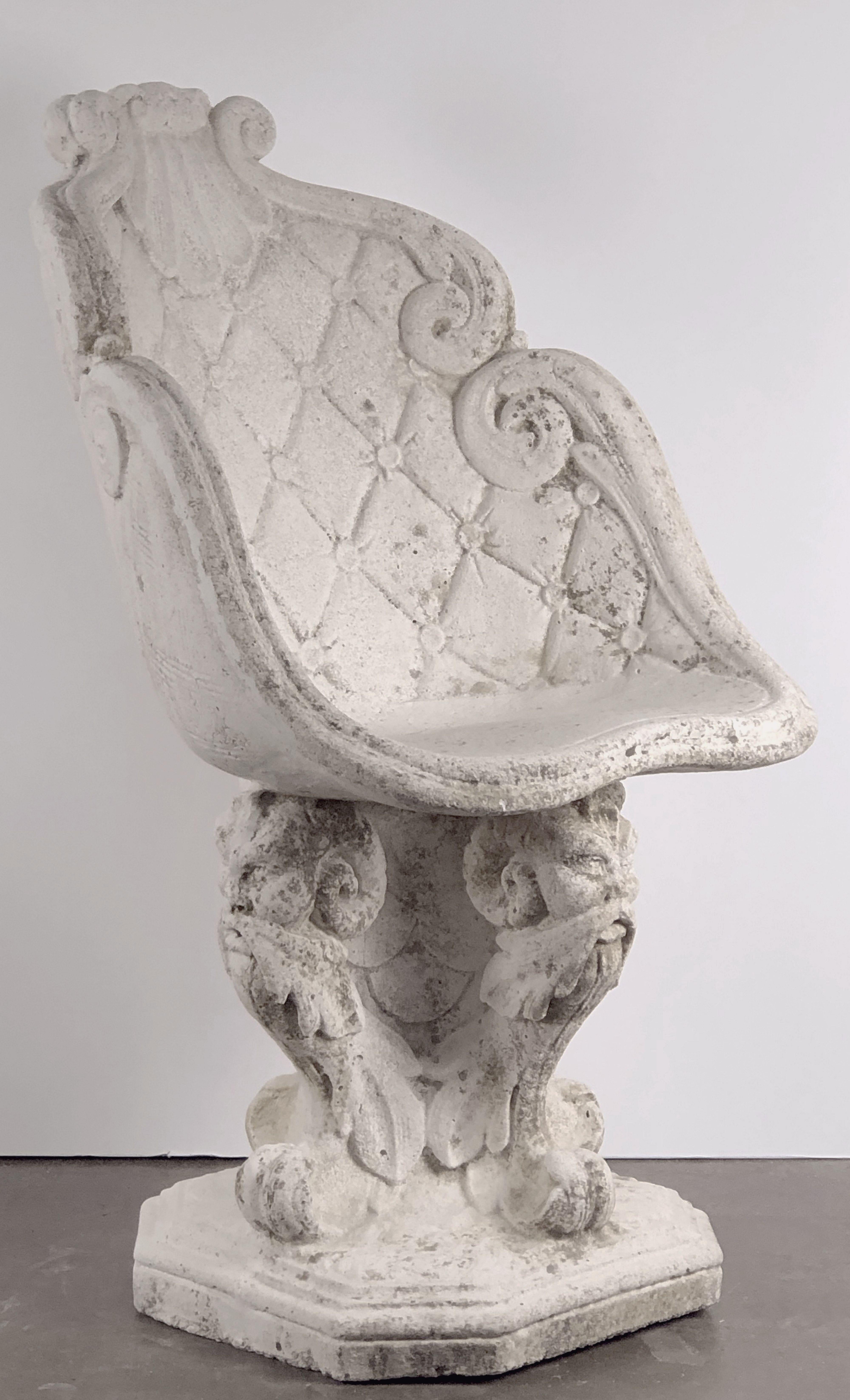 Pair of Large Italian Garden Stone Chairs - Individually Priced 6